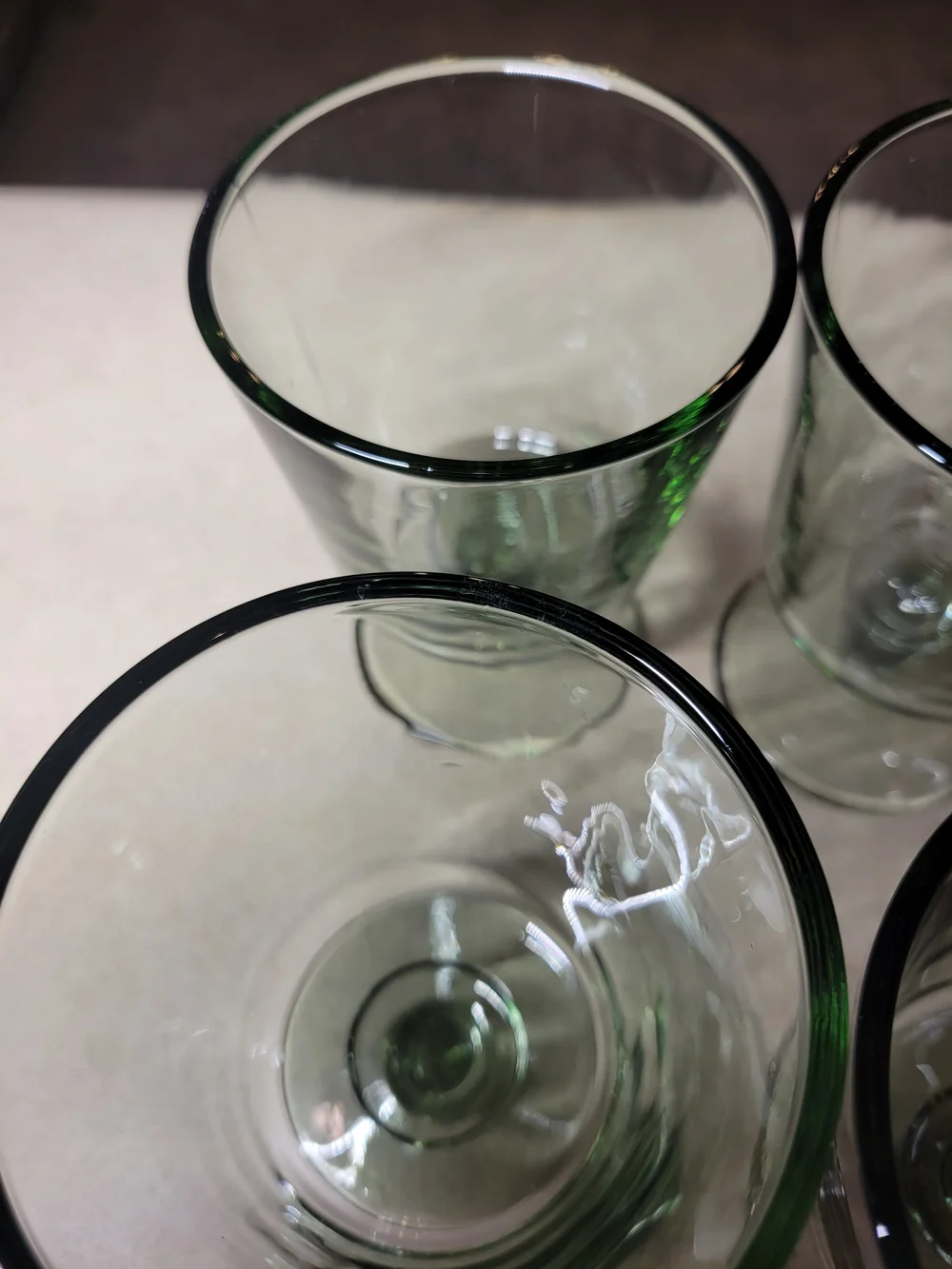 Vintage-Style Light Green Tinted Footed Goblets / Water Glasses – Set of 6 8 OZ